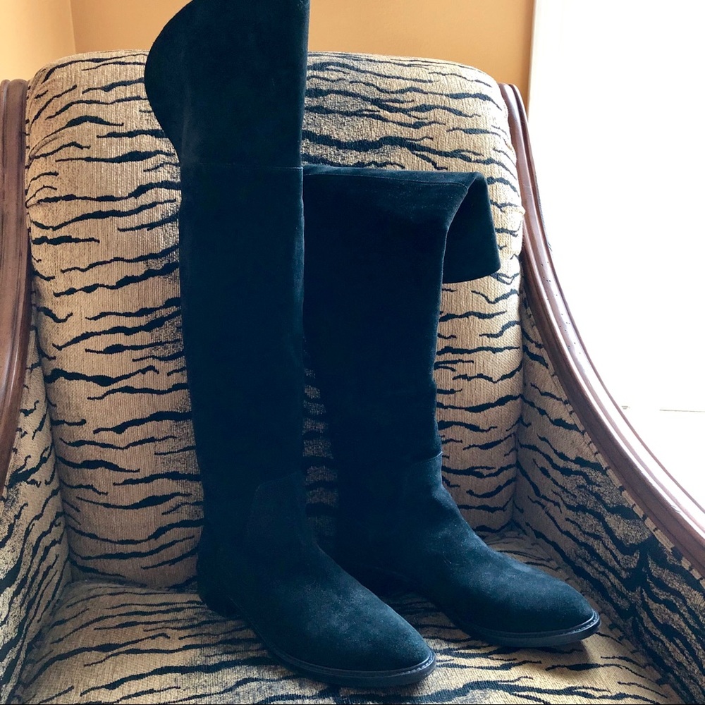 Aquatalia Suede Over the Knee Boot Size 10 Black